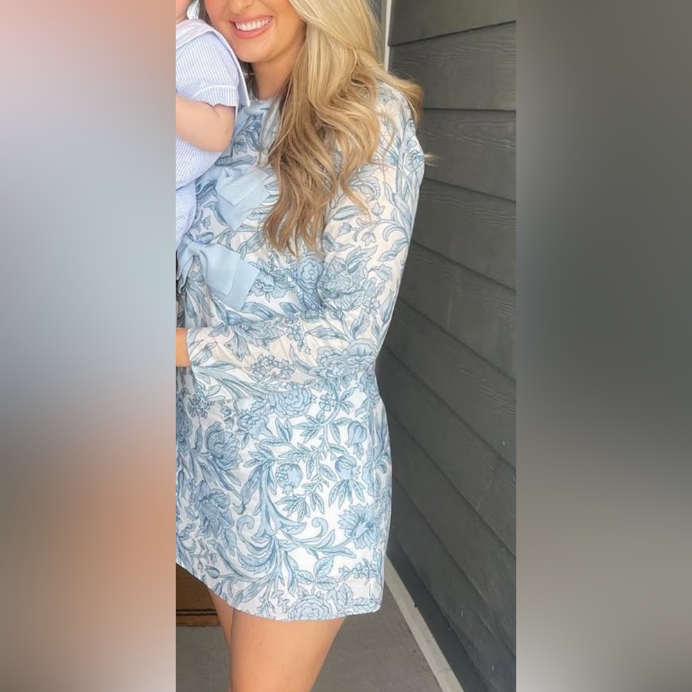 Floral Blue and White Dress